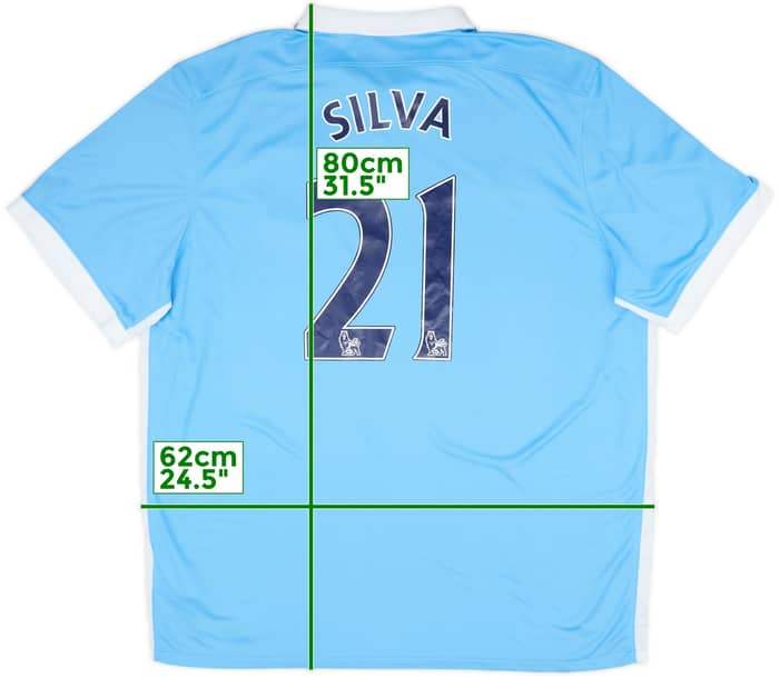 2015-16 Manchester City Home Shirt Silva #21 - 10/10 - (XXL)