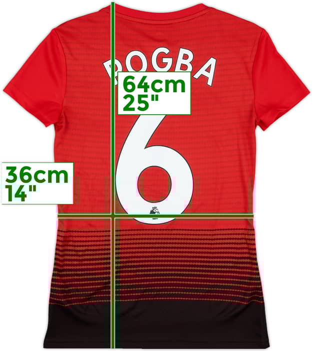 2018-19 Manchester United Home Shirt Pogba #6 (Women's XS)