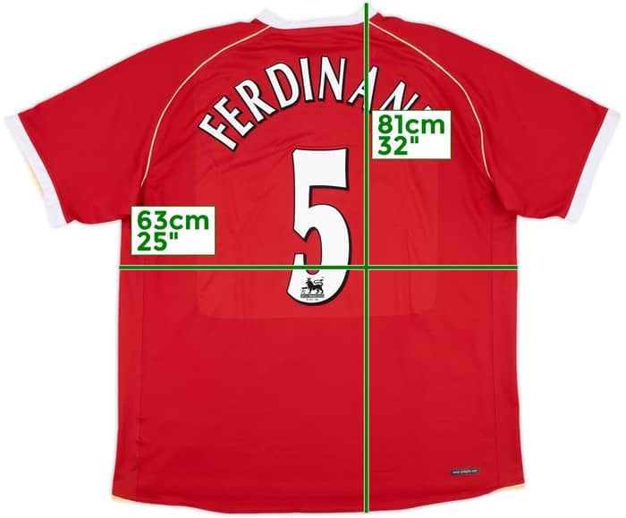 2006-07 Manchester United Home Shirt Ferdinand #5 - 8/10 - (XXL)