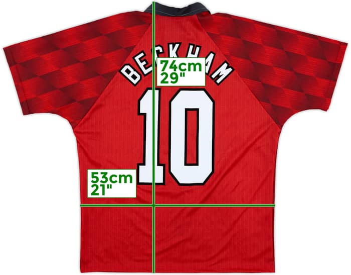 1996-98 Manchester United Home Shirt Beckham #10 - 9/10 - (M)