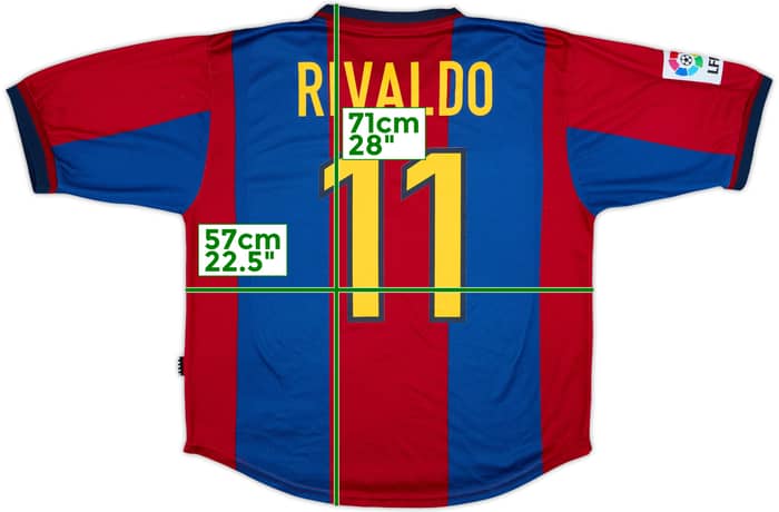 1998-00 Barcelona Home Shirt Rivaldo #11 - 9/10 - (L)