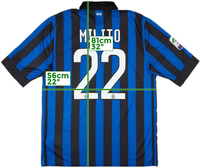 2011-12 Inter Milan Home Shirt Milito #22 - 6/10 - (L)