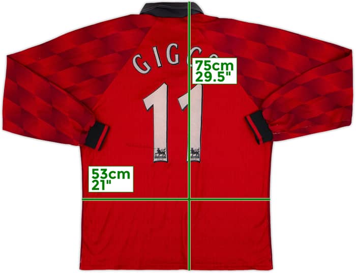 1996-98 Manchester United Home L/S Shirt Giggs #11 - 6/10 - (L)