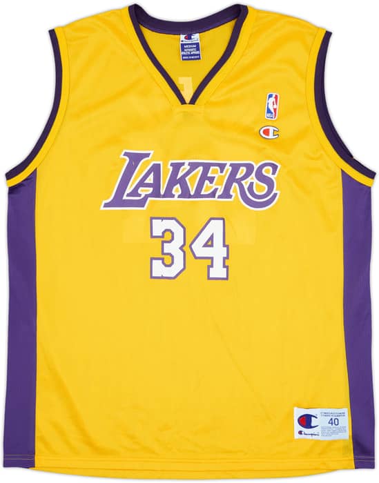 1999-02 LA Lakers O'Neal #34 Champion Home Jersey - 8/10 - (M)