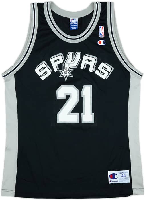 1997-01 San Antonio Spurs Duncan #21 Champion Away Jersey - 6/10 - (L)
