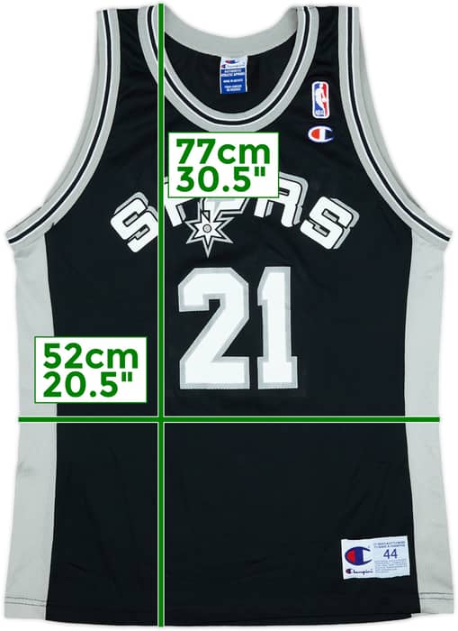 1997-01 San Antonio Spurs Duncan #21 Champion Away Jersey - 6/10 - (L)