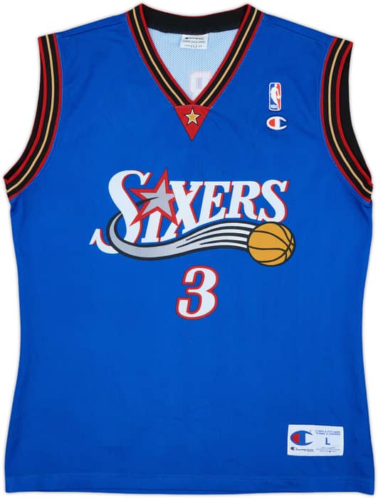 1999-00 Philadelphia 76ers Iverson #3 Champion Alternate Jersey - 9/10 - (L)