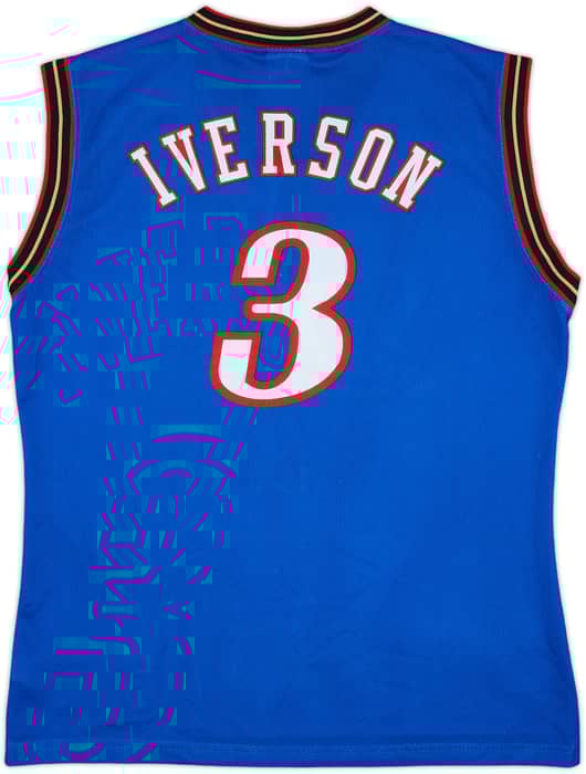 1999-00 Philadelphia 76ers Iverson #3 Champion Alternate Jersey - 9/10 - (L)