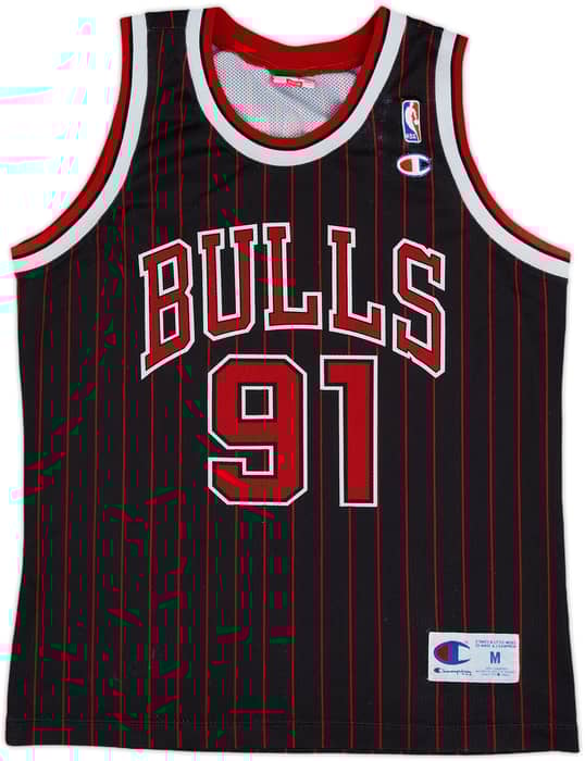 1995-97 Chicago Bulls Rodman #91 Champion Alternate Jersey - 7/10 - (M)
