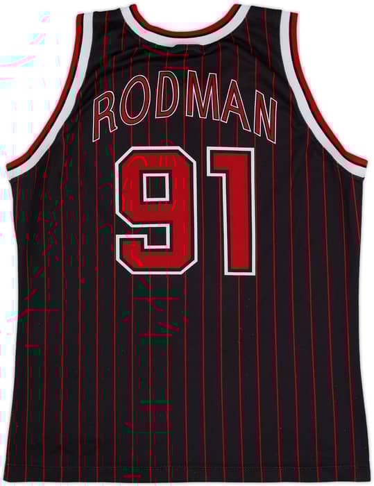 1995-97 Chicago Bulls Rodman #91 Champion Alternate Jersey - 7/10 - (M)