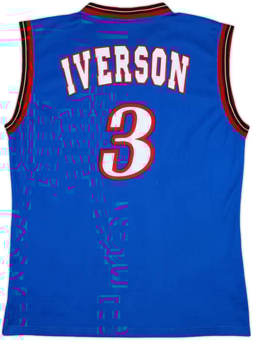 1999-00 Philadelphia 76ers Iverson #3 Champion Alternate Jersey - 9/10 - (L)