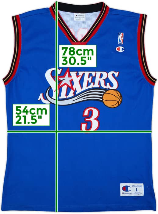 1999-00 Philadelphia 76ers Iverson #3 Champion Alternate Jersey - 9/10 - (L)