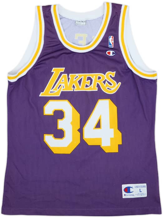 1996-99 LA Lakers O'Neal #32 Champion Away Jersey - 7/10 - (L)