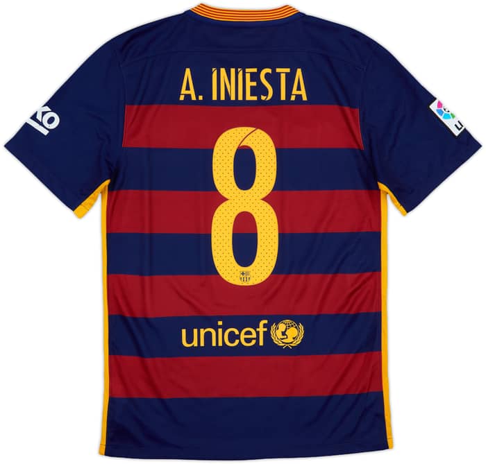 2015-16 Barcelona Home Shirt A.Iniesta #8 - 5/10 - (S)