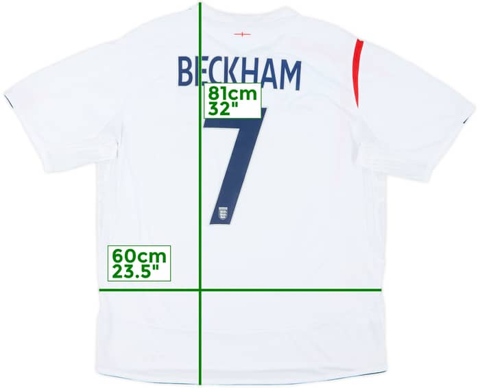 2005-07 England Home Shirt Beckham #7 - 7/10 - (XXL)