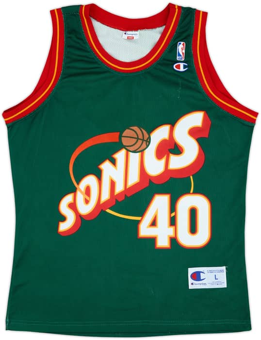1995-97 Seattle Supersonics Kemp #40 Champion Away Jersey - 9/10 - (L)