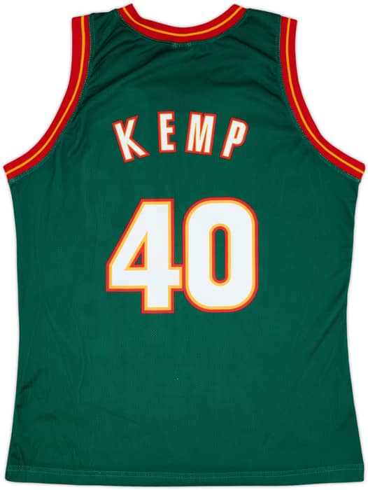 1995-97 Seattle Supersonics Kemp #40 Champion Away Jersey - 9/10 - (L)