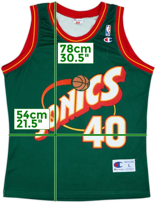 1995-97 Seattle Supersonics Kemp #40 Champion Away Jersey - 9/10 - (L)