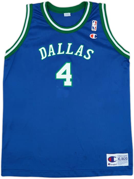 1996-01 Dallas Mavericks Finley #4 Champion Away Jersey - 9/10 - (XL.Boys)