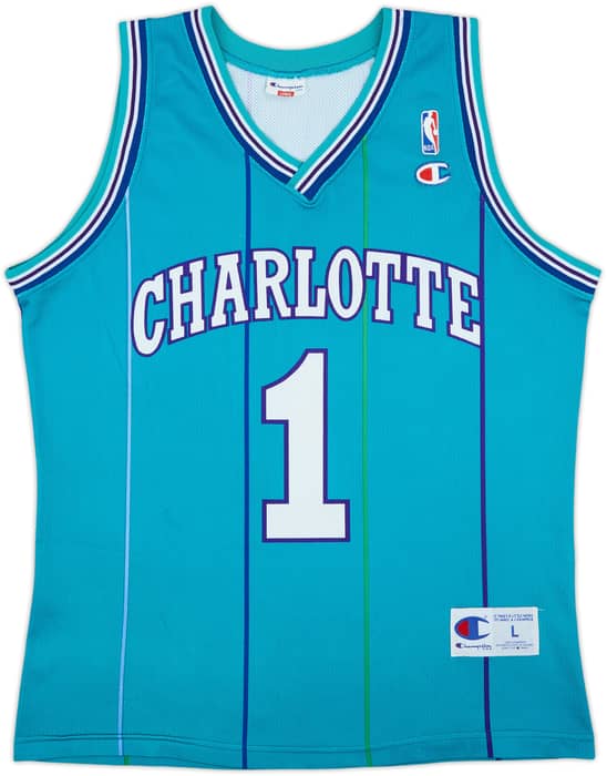 1990-97 Charlotte Hornets Bogues #1 Champion Away Jersey - 8/10 - (L)