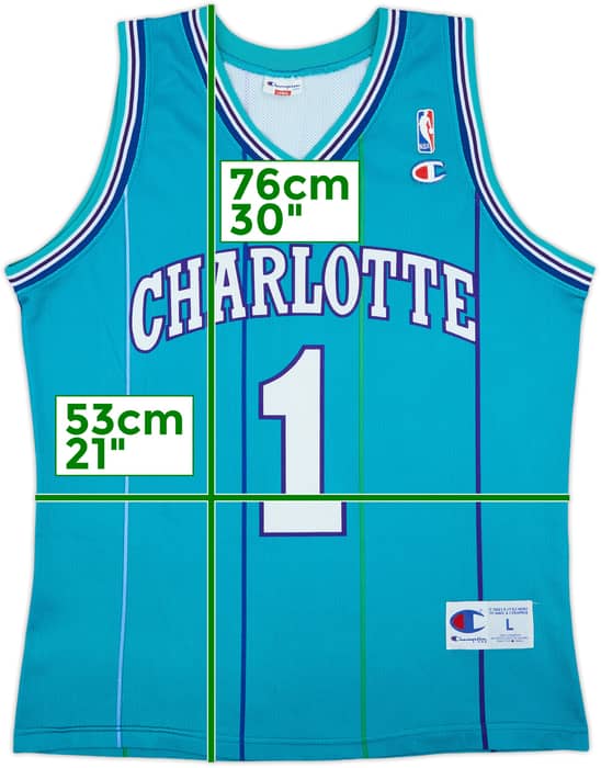 1990-97 Charlotte Hornets Bogues #1 Champion Away Jersey - 8/10 - (L)