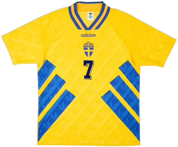 1994-96 Sweden Home Shirt Larsson #7 - 9/10 - (M)