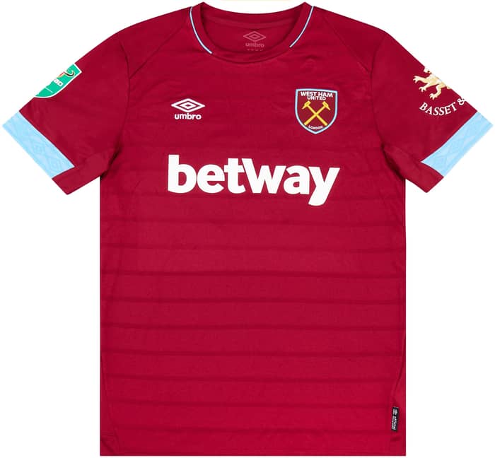 2018-19 West Ham United Match Issue Carabao Cup Home Shirt Obiang #14