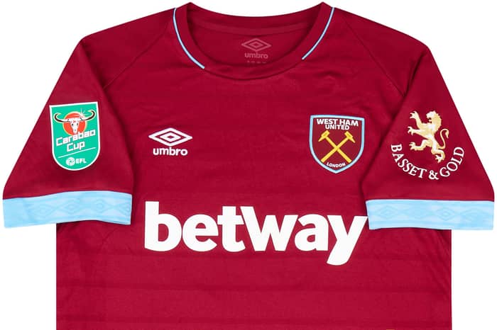 2018-19 West Ham United Match Issue Carabao Cup Home Shirt Obiang #14