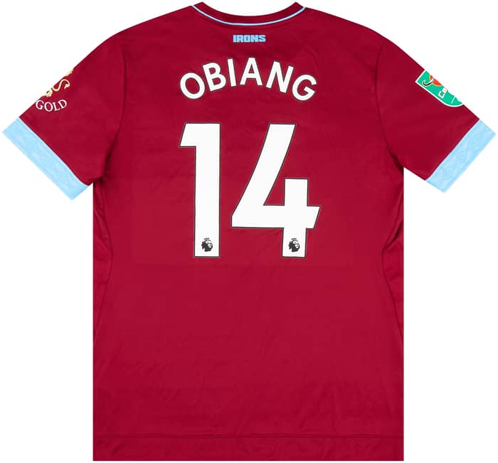 2018-19 West Ham United Match Issue Carabao Cup Home Shirt Obiang #14