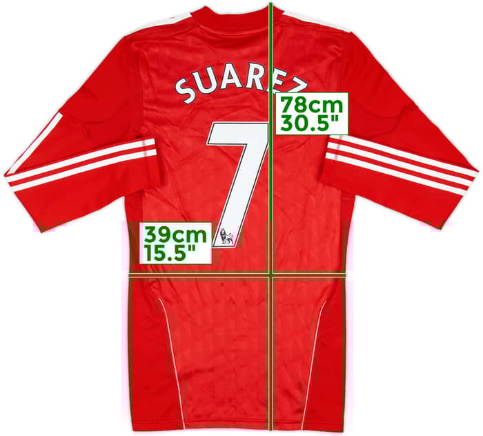 2010-12 Liverpool Player Issue TechFit Home L/S Shirt Suarez #7 - 6/10 - (S)