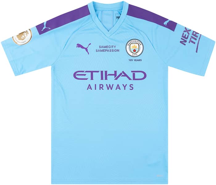 2019-20 Manchester City Match Issue Home Shirt Angelino #12