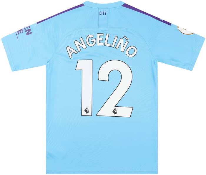 2019-20 Manchester City Match Issue Home Shirt Angelino #12