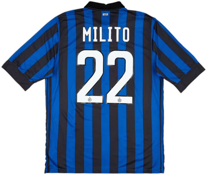 2011-12 Inter Milan Home Shirt Milito #22 - 10/10 - (L)