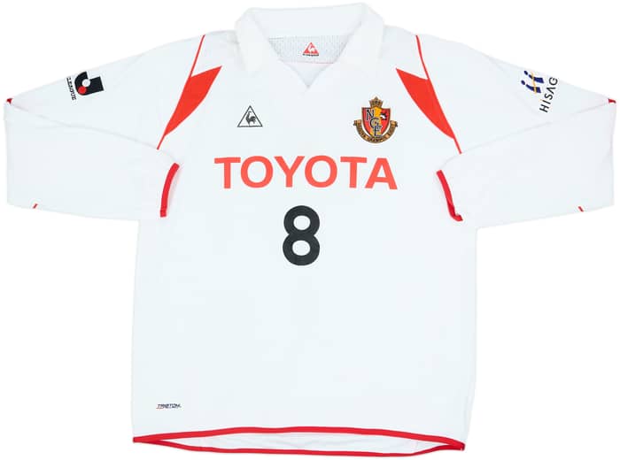 2005-06 Nagoya Grampus Eight Away L/S Shirt Claiton #8 - 6/10 - (XL)