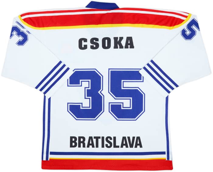 1995-99 HC Slovan Harvard Bratislava Csoka #35 Hummel Home Jersey - 8/10 - (L)