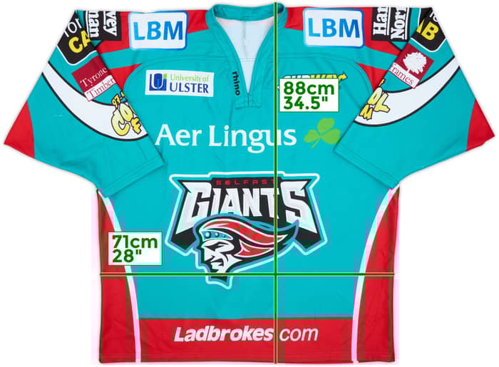 2010-11 Belfast Giants #20 Rhino Authentic Away Jersey - 7/10 - (4XL)
