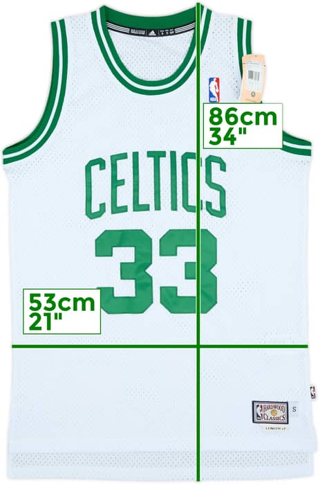 1985-86 Boston Celtics Bird #33 adidas Hardwood Classics Swingman Home Jersey (S)
