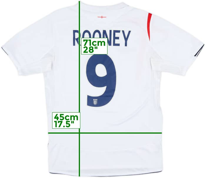 Camiseta de local de Inglaterra 2005-07 Rooney #9 - 6/10 - (S)