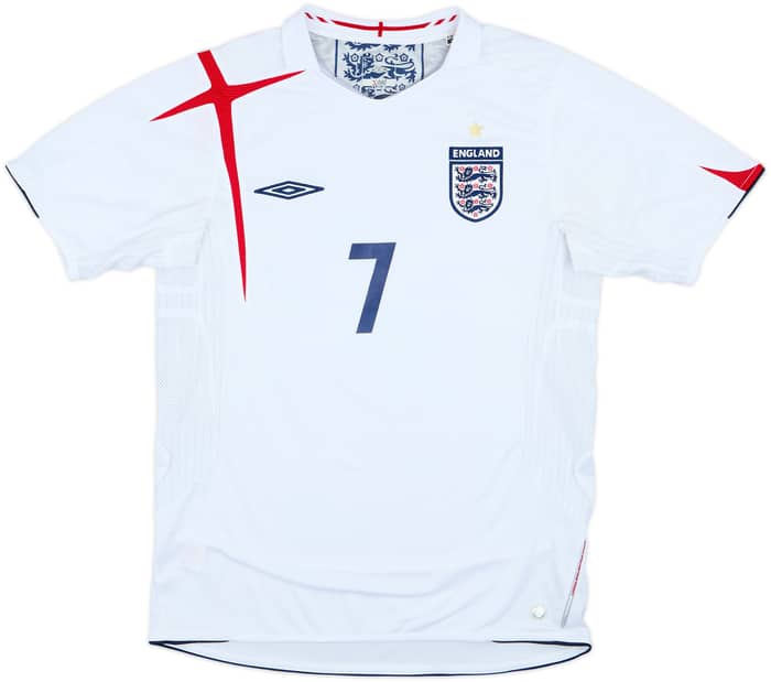 2005-07 England Home Shirt Beckham #7 - 7/10 - (S)