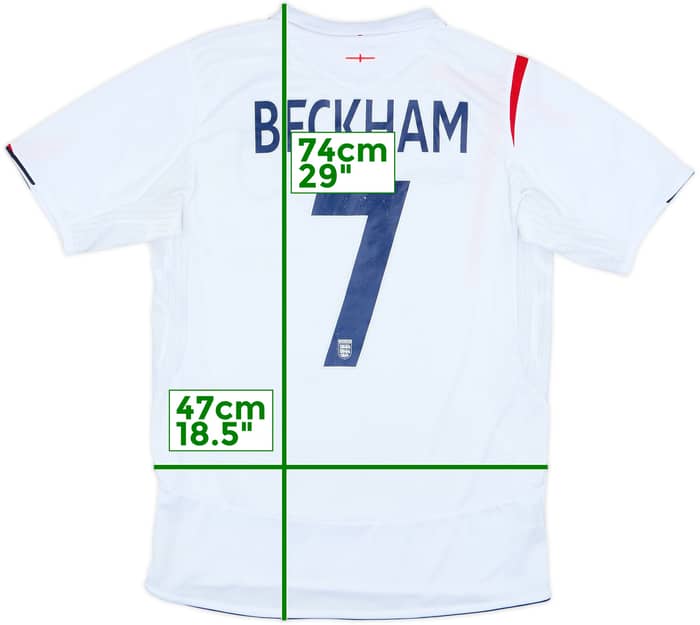 2005-07 England Home Shirt Beckham #7 - 7/10 - (S)