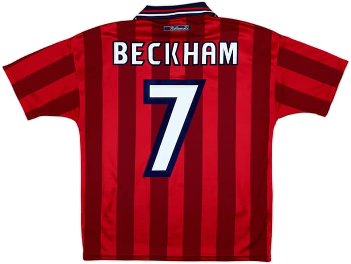 1997-99 England Away Shirt Beckham #7 - 8/10 - (Y)