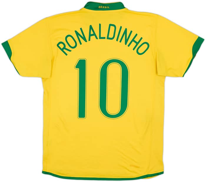 2006-08 Brazil Home Shirt Ronaldinho #10 - 7/10 - (M)