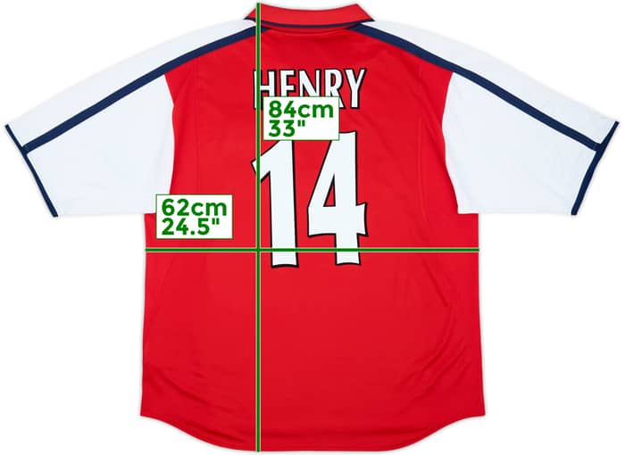 2000-02 Arsenal Home Shirt Henry #14 - 8/10 - (XL)
