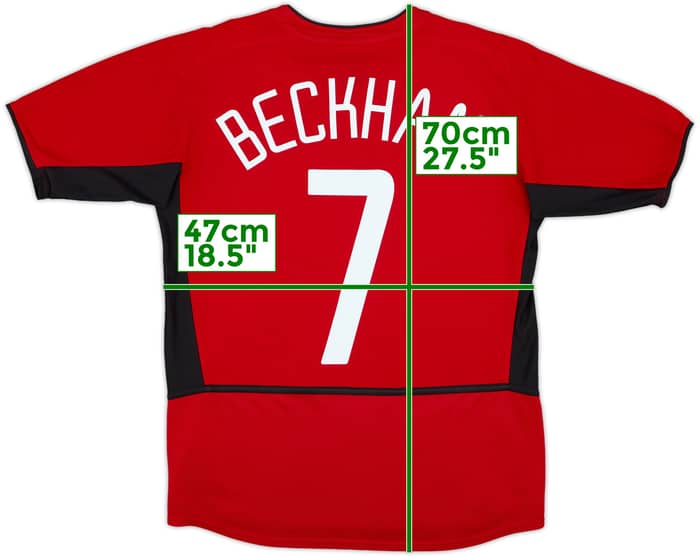 2002-04 Manchester United Home Shirt Beckham #7 - 8/10 - (XL.Boys)