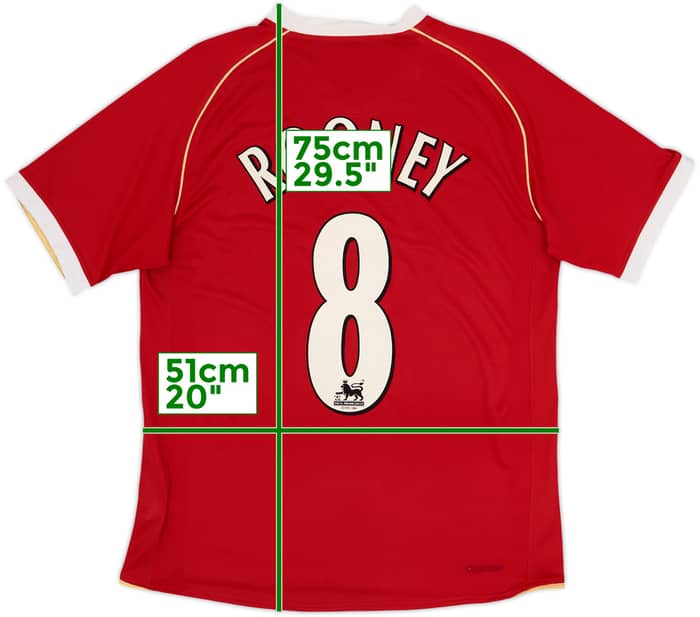 2006-07 Manchester United Home Shirt Rooney #8 - 7/10 - (M)