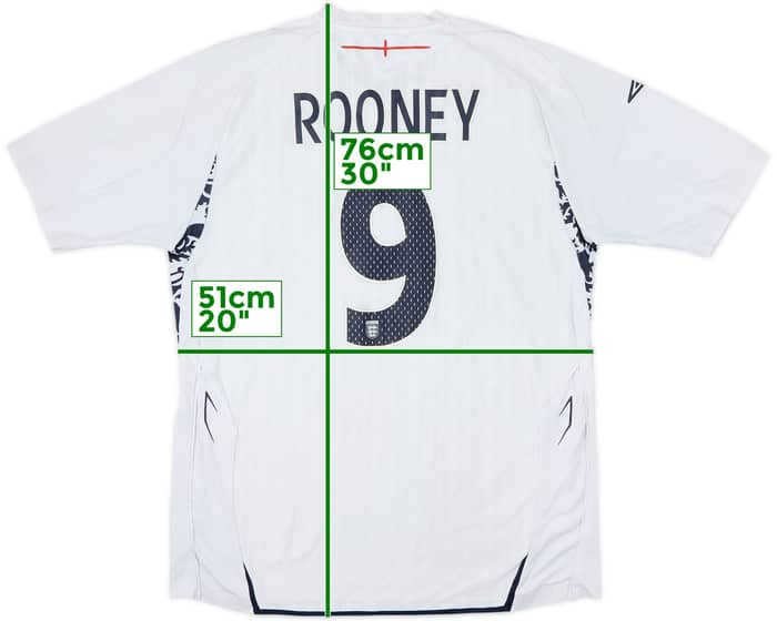 2007-09 England Home Shirt Rooney #9 - 5/10 - (L)
