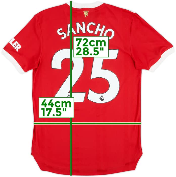 2021-22 Manchester United Authentic Home Shirt Sancho #25 - 5/10 - (S)