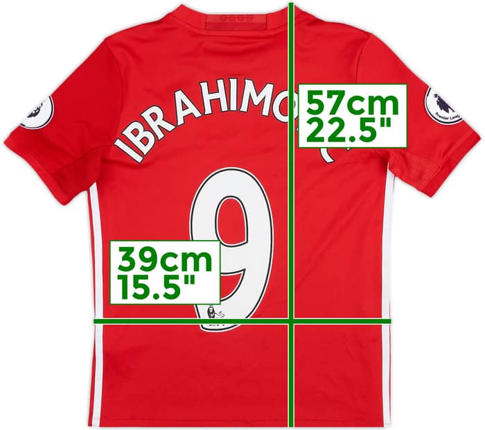 2016-17 Manchester United Home Shirt Ibrahimovic #9 - 7/10 - (M.Boys)