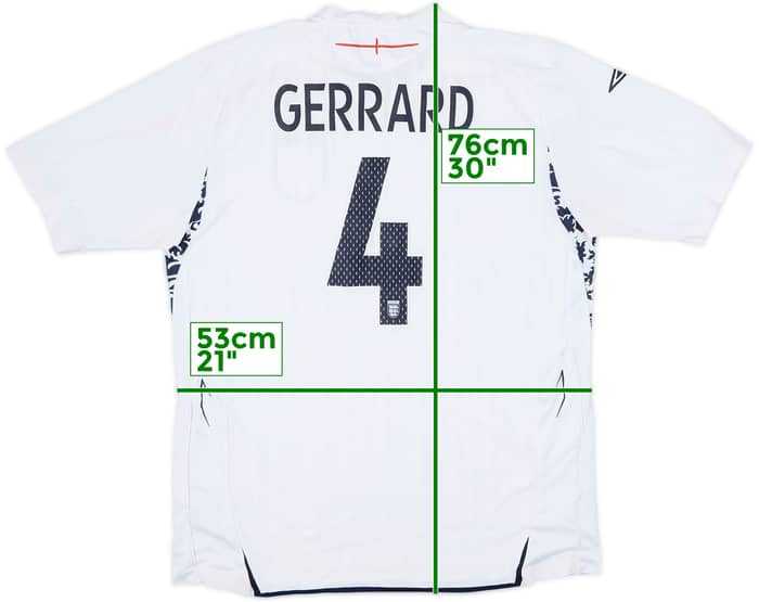2007-09 England Home Shirt Gerrard #4 - 7/10 - (XL)