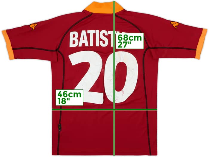 2001-02 Roma Home Shirt Batistuta #20 - 5/10 - (M)